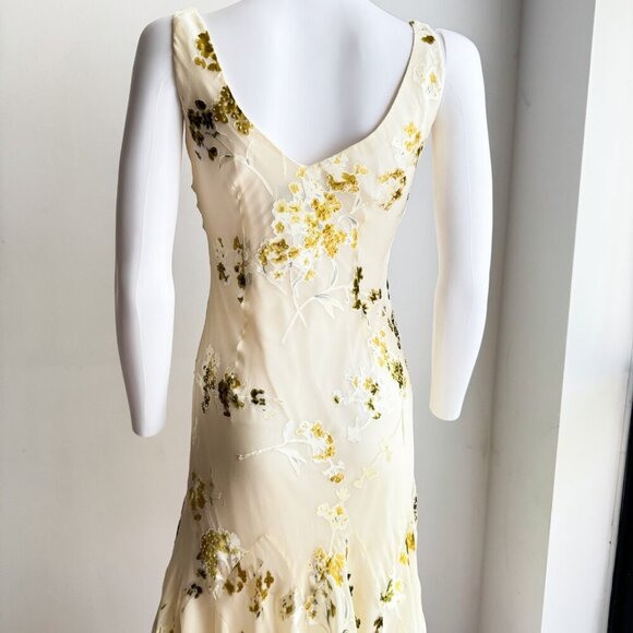 Alex Evenings Vintage Y2K Bias cut pastel yellow floral Midi Dress S - Picture 9 of 11